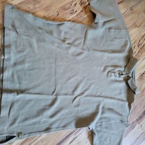 Tommy Bahama Polo Shirt Short Sleeve Size L Green Textured Silk Cotton Mens